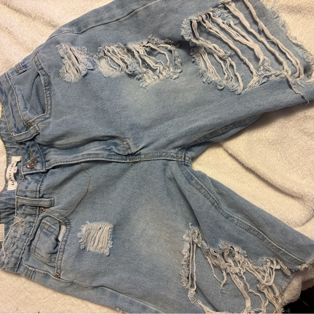 Almost Famous Light Blue Distressed Jean Shorts